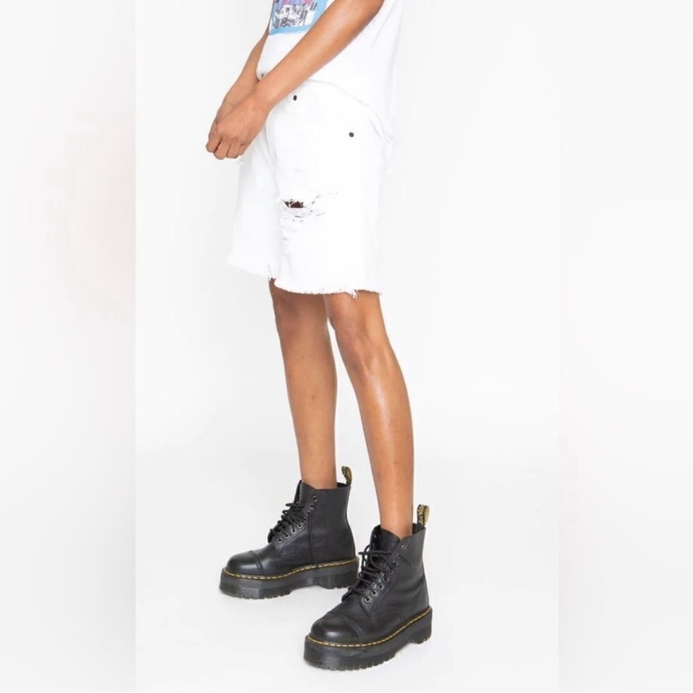 Sandrine Rose x Free People Distressed Raw Hem Cut Off Shorts in Dust